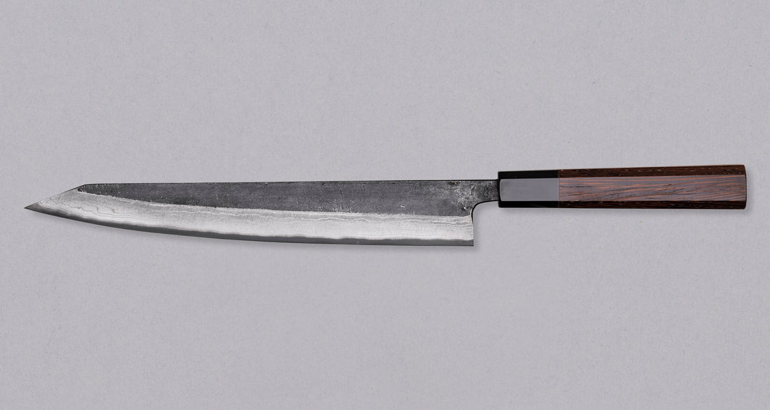 Hatsukokoro Sujihiki Aogami #2 Kuro-uchi Damascus 250 mm_2