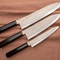 Hayabusa Rainbow damascus set japanskih noževa - gyuto, santoku i petty japanski nož.