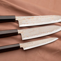 Hayabusa Rainbow damascus set japanskih noževa - gyuto, santoku i petty japanski nož.