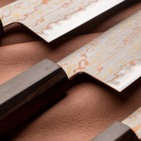 Hayabusa Rainbow damascus set japanskih noževa - gyuto, santoku i petty japanski nož.