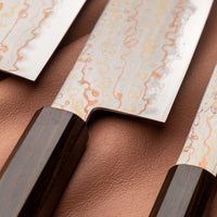 Hayabusa Rainbow damascus set japanskih noževa - gyuto, santoku i petty japanski nož.