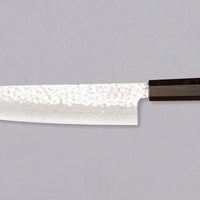 Hayabusa Gyuto VG-10 Tsuchime Damascus Ebony 240 mm svestrani je japanski kuhinjski nož prikladan za pripremu mesa, ribe i povrća. Izuzetno tanka i precizna oštrica, pogodna za profesionalnu i amatersku upotrebu.
