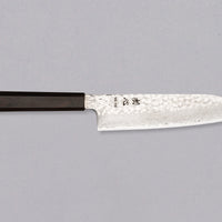 Hayabusa Santoku VG-10 Tsuchime Damascus Ebony 180 mm svestrani je japanski kuhinjski nož prikladan za pripremu mesa, ribe i povrća. Izuzetno tanka i precizna oštrica, pogodna za profesionalnu i amatersku upotrebu.