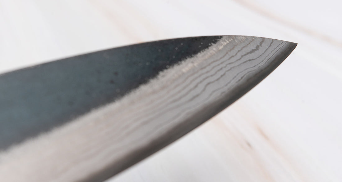 Kumokage Petty Aogami #2 Kuro-uchi Damascus 150 mm - octagon_6