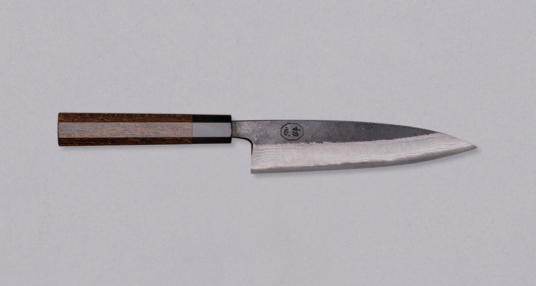 Kumokage Petty Aogami #2 Kuro-uchi Damascus 150 mm - octagon_1