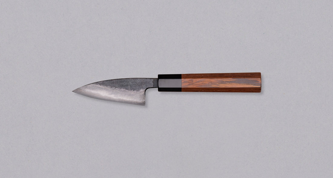 Kumokage Petty Aogami #2 Kuro-uchi Damascus 80 mm - octagon