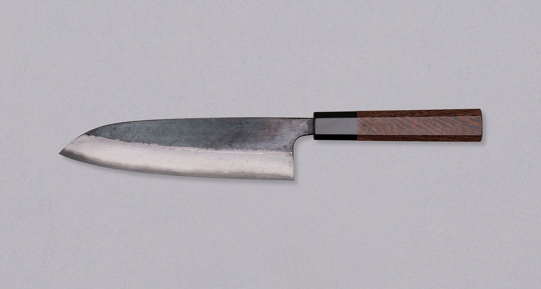 Kumokage Santoku Aogami #2 Kuro-uchi Damascus 180 mm - octagon_2