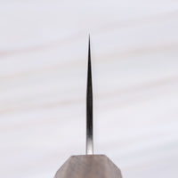 Kurosaki Nakiri Gekko VG-XEOS Migaki 165 mm_3 Oštrica je obrađena do visokog sjaja, pa su u kovačnici nož nazvali Gekko – mjesečina.Oštrica je izrađena od novog VG-XEOS čelika s finom mikrostrukturom, stvorenom pomoću posebne metode taljenja. Čelik ima izvrsnu otpornost na habanje i koroziju.