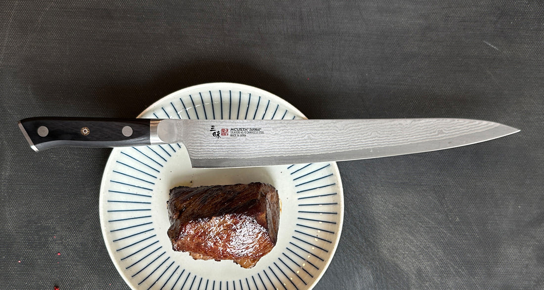 Mcusta Slicer VG-10 Black Damascus 270 mm