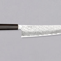 Nigara Gyuto VG-10 Damascus Tsuchime višenamjenski je japanski kuhinjski nož pogodan za pripremu mesa, ribe i povrća. Jezgra od nehrđajućeg čelika VG-10 garancija je za dugotrajnu oštrinu i minimalno održavanje. Iznimne karakteristike i izgled noža nadopunjuje drška japanskog tipa (Wa), izrađena od luksuzne ebanovine.