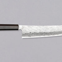 Nigara Kiritsuke Gyuto VG-10 Damascus Tsuchime višenamjenski je japanski kuhinjski nož pogodan za pripremu mesa, ribe i povrća. Jezgra od nehrđajućeg čelika VG-10 garancija je za  dugotrajnu oštrinu i minimalno održavanje. Iznimne karakteristike i izgled noža nadopunjuje drška wa tipa, izrađena od luksuzne ebanovine.