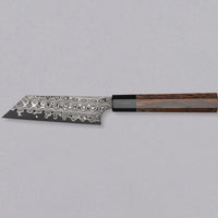 Nigara Kiritsuke Petty SG2 Damascus 120 mm je mali kuhinjski nož za upotrebu kuhinjskih poslova, kod kojih bi veći nož bio nespretan. Jezgra od praškastog čelika SG2 i hamaguri presjek profila jamstvo su dugotrajne oštrine i minimalnog održavanja. Kružni uzorak na oštrici poznat je i kao amatsubu ili uzorak kišnih kapi.