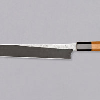 Nigara Kurozome Sakimaru Yanagiba Aogami #2 Damascus 270 mm tradicionalni je japanski nož koji se koristi za pripremu ribe. Duljina noža omogućuje korisniku rezanje ribljeg filea jednim potezom, što zajedno s jednostrano brušenom oštricom doprinosi briljantno glatkim kriškama sašimija.