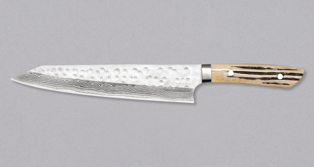 Saji Kiri-Gyuto SRS13 Damascus Tsuchime Stag Antler 240 mm