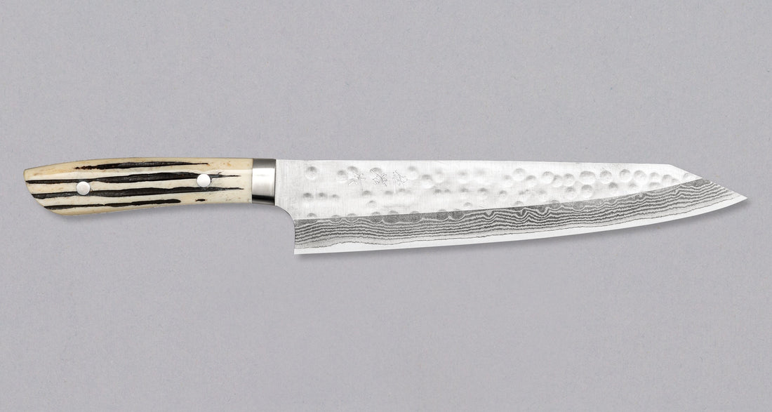 Saji Kiri-Gyuto SRS13 Damascus Tsuchime Stag Antler 240 mm