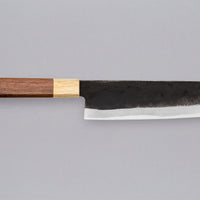 Prikaz desne strane Yoshida Nakiri Kyusyu SUJ-2 Kuro-uchi 165 mm, s drškom od palisandra i cedrovine, ističući elegantnu izradu.