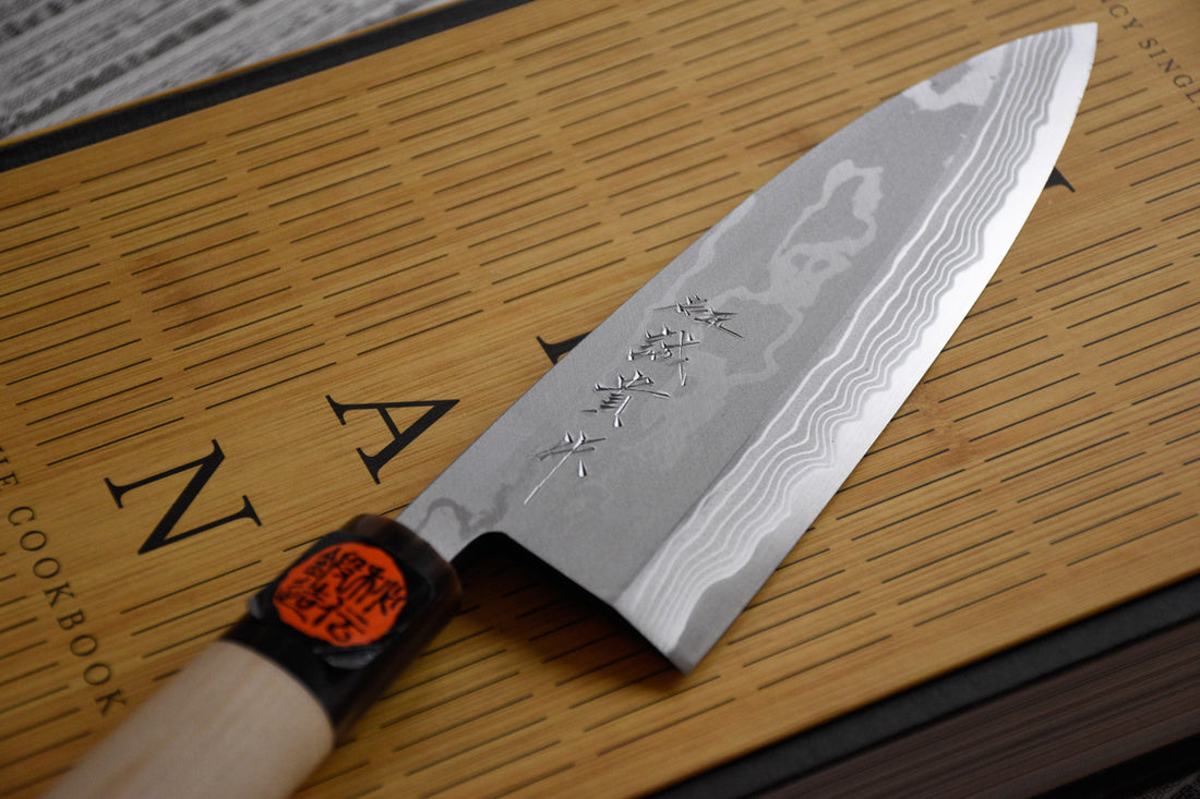 Tanaka Deba Aogami #2 Damascus 135 mm_5