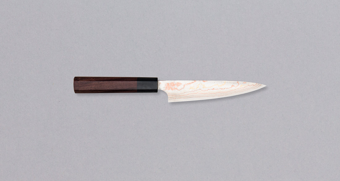 Saji Petty Aogami #2 Wa Rainbow Damascus 135 mm_1