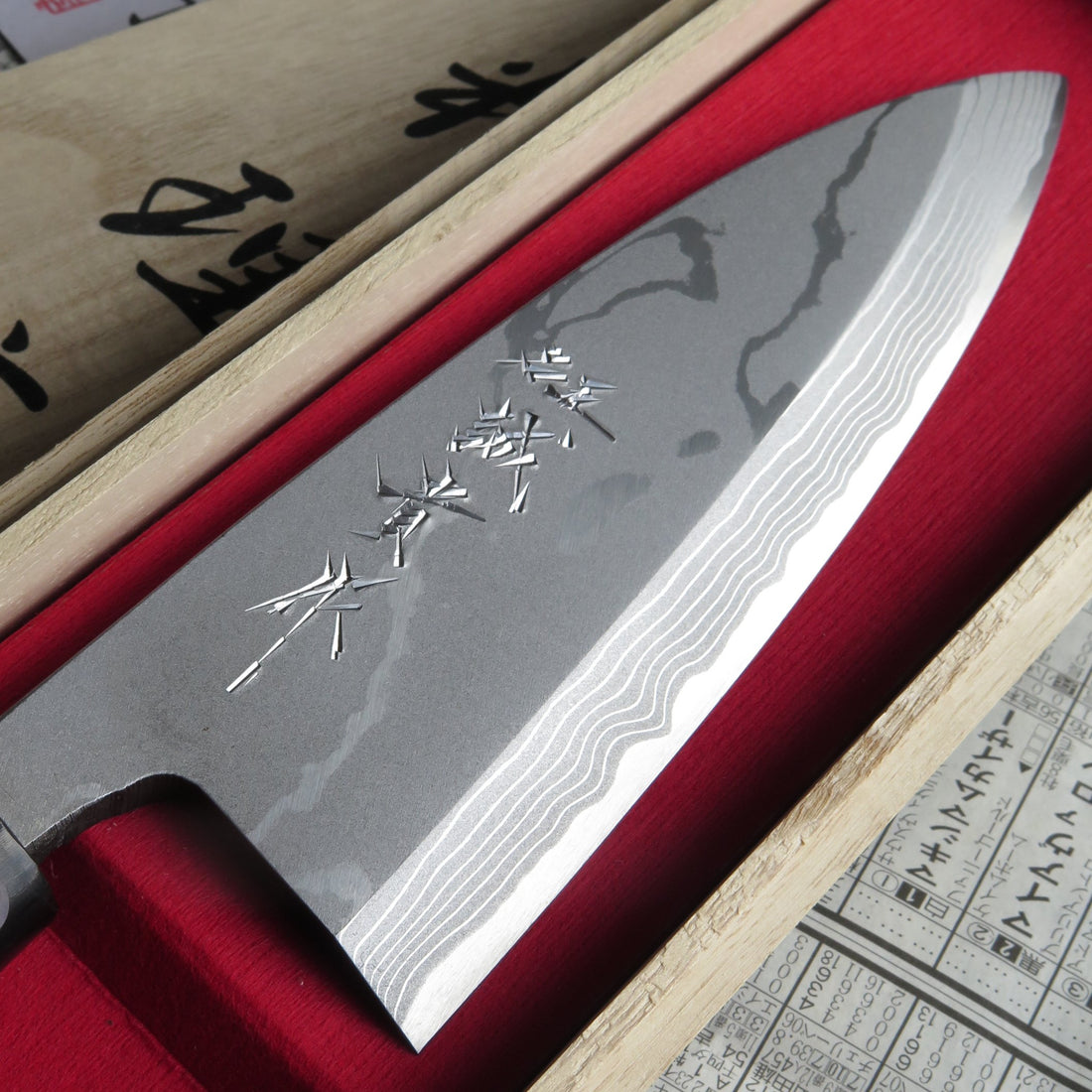 Tanaka Deba Aogami #2 Damascus 165 mm_4