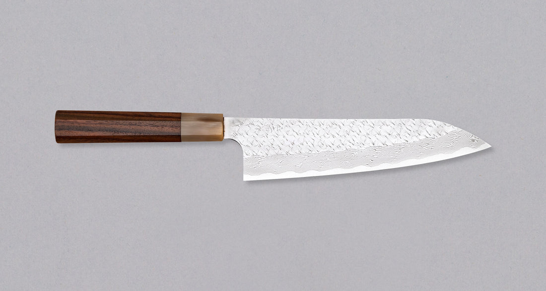 Nigara Gyuto STRIX Damascus Tsuchime Wa Rosewood 210 mm