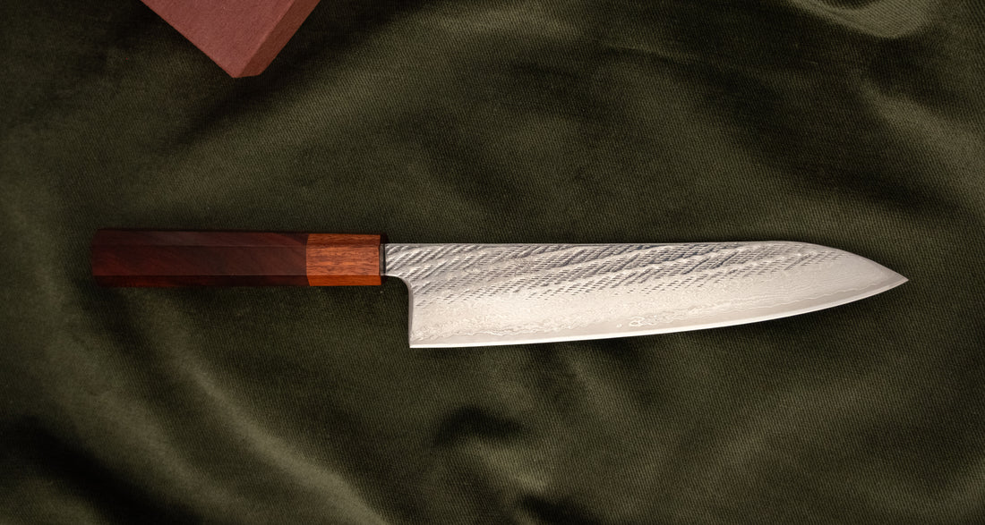 Hokiyama Gyuto Ginsanko Nawame Damascus 210 mm [Kaotan/Rosewood]