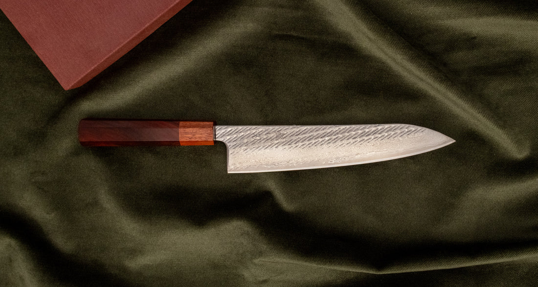 Hokiyama Gyuto Ginsanko Nawame Damascus 210 mm [Kaotan/Rosewood]