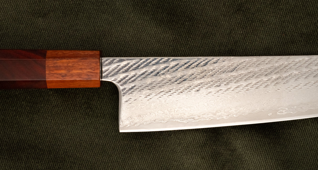 Hokiyama Gyuto Ginsanko Nawame Damascus 210 mm [Kaotan/Rosewood]