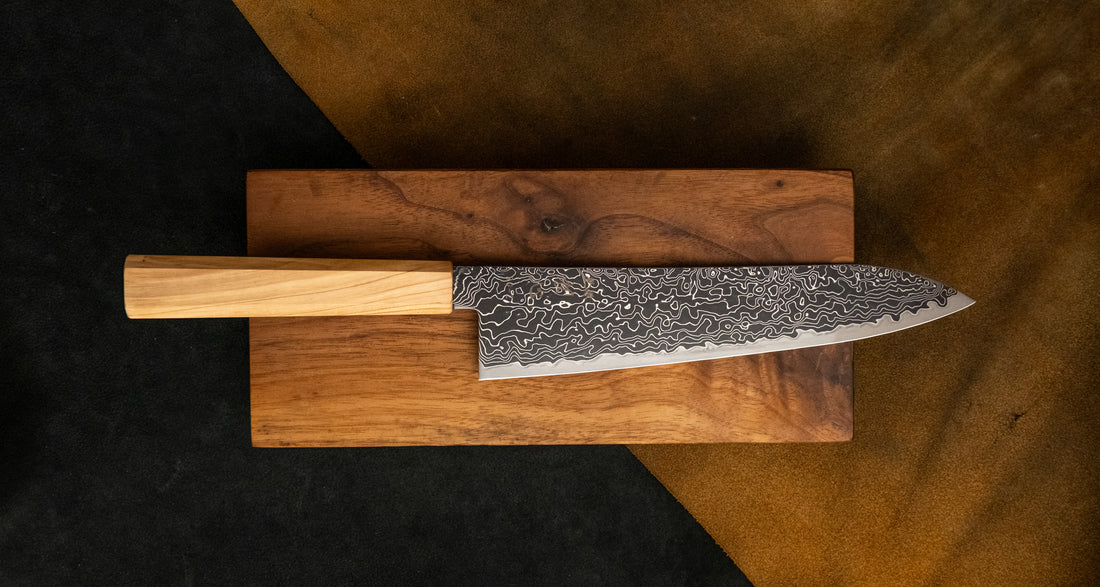 Hatsukokoro Mercury Gyuto Kurozome Damascus 210 mm [Mono Olivewood]