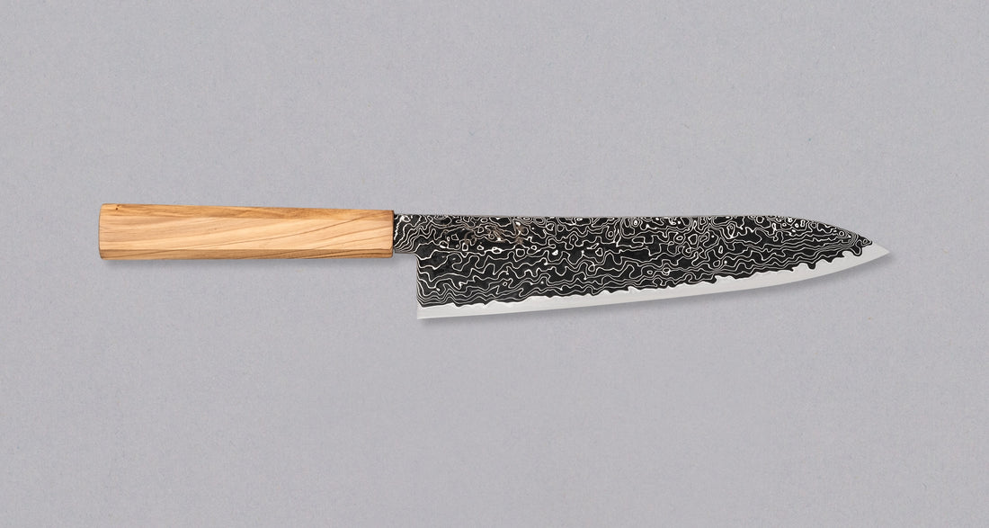 Hatsukokoro Mercury Gyuto Kurozome Damascus 210 mm [Mono Olivewood]