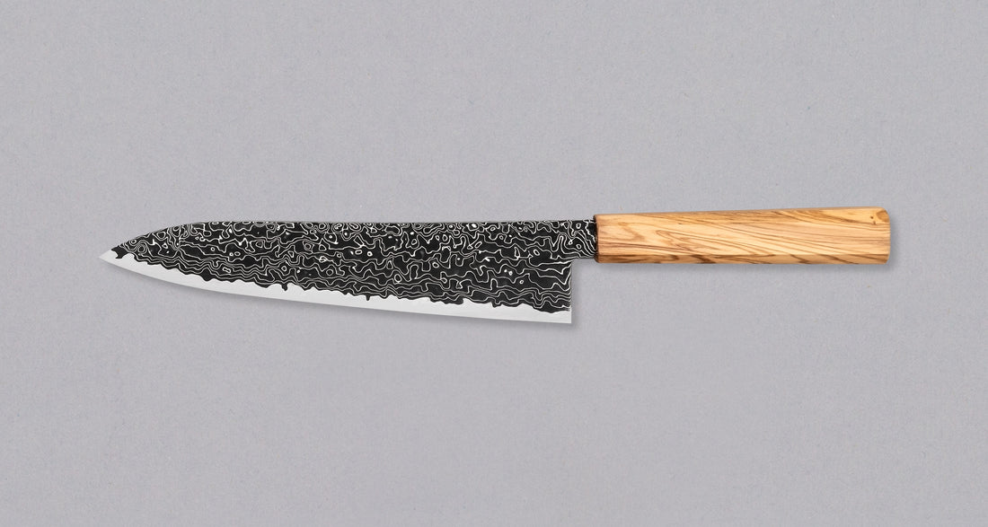 Hatsukokoro Mercury Gyuto Kurozome Damascus 210 mm [Mono Olivewood]
