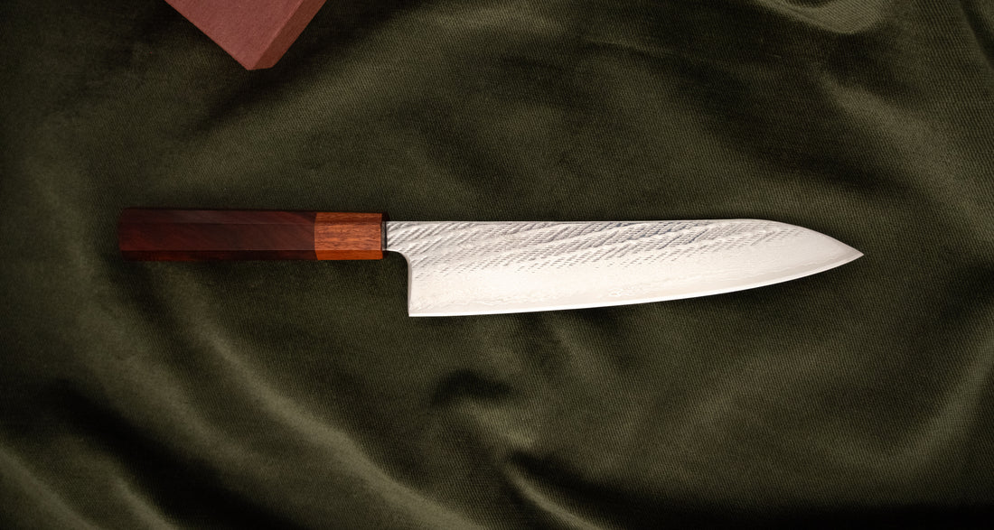 Hokiyama Gyuto Ginsanko Nawame Damascus 210 mm [Kaotan/Rosewood]