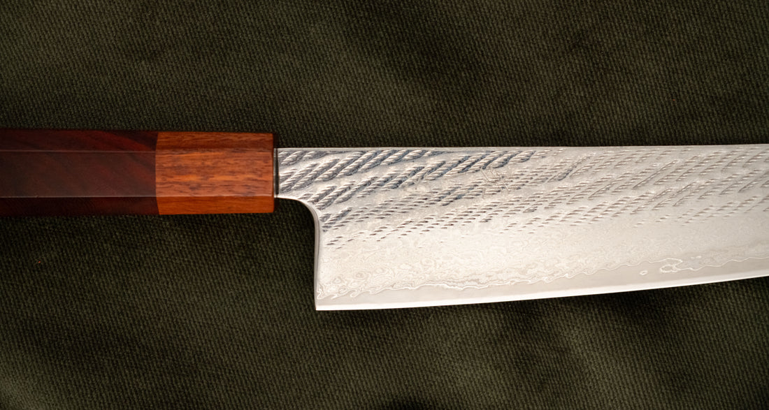 Hokiyama Gyuto Ginsanko Nawame Damascus 210 mm [Kaotan/Rosewood]