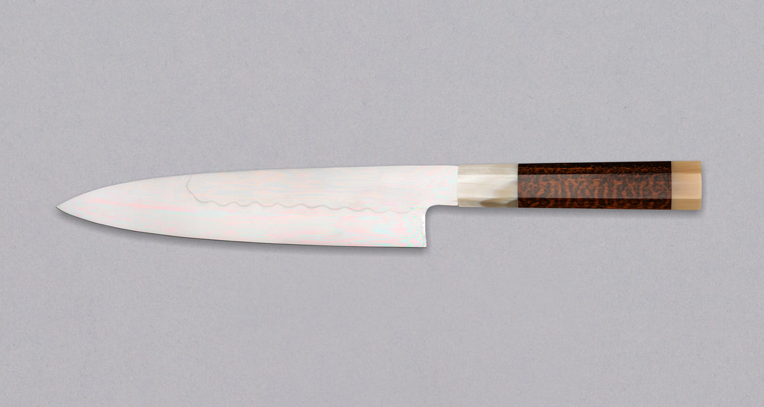 Izumiriki Honyaki Gyuto Shirogami #3 Polished Snakewood 210 mm