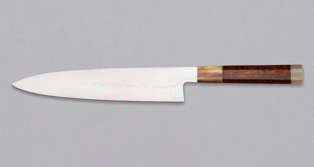 Izumiriki Honyaki Gyuto Shirogami #3 Polished Snakewood 240 mm