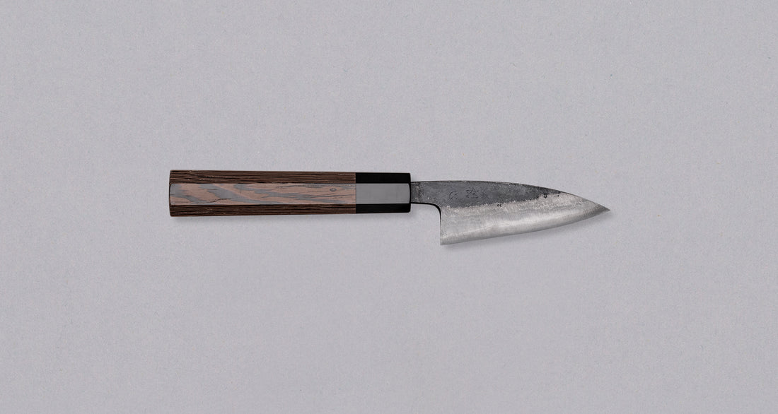 Kumokage Petty Aogami #2 Kuro-uchi Damascus 80 mm - octagon
