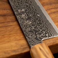 Hatsukokoro Mercury Bunka Kurozome Damascus 180 mm [Mono Olivewood]