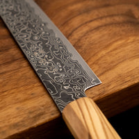 Hatsukokoro Mercury Petty Kurozome Damascus 150 mm [Mono Olivewood]