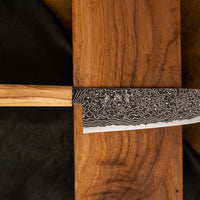 Hatsukokoro Mercury Santoku Kurozome Damascus 180 mm [Mono Olivewood]