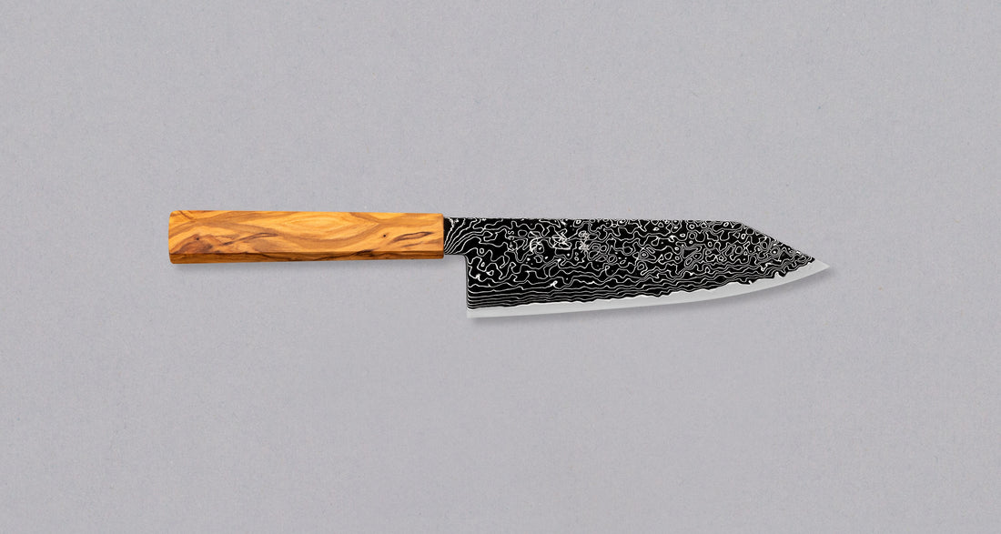 Hatsukokoro Mercury Bunka Kurozome Damascus 180 mm [Mono Olivewood]