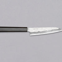 Nigara Petty VG-10 Damascus Tsuchime višenamjenski je japanski kuhinjski nož. Može se koristiti za također rezanje u ruci i obavljanje manjih zadataka kao što su guljenje i otkoštavanje, za koje su veći noževi previše nespretni. Jezgra od nehrđajućeg čelika VG-10 garancija je za dugotrajnu oštrinu i minimalno održavanje.