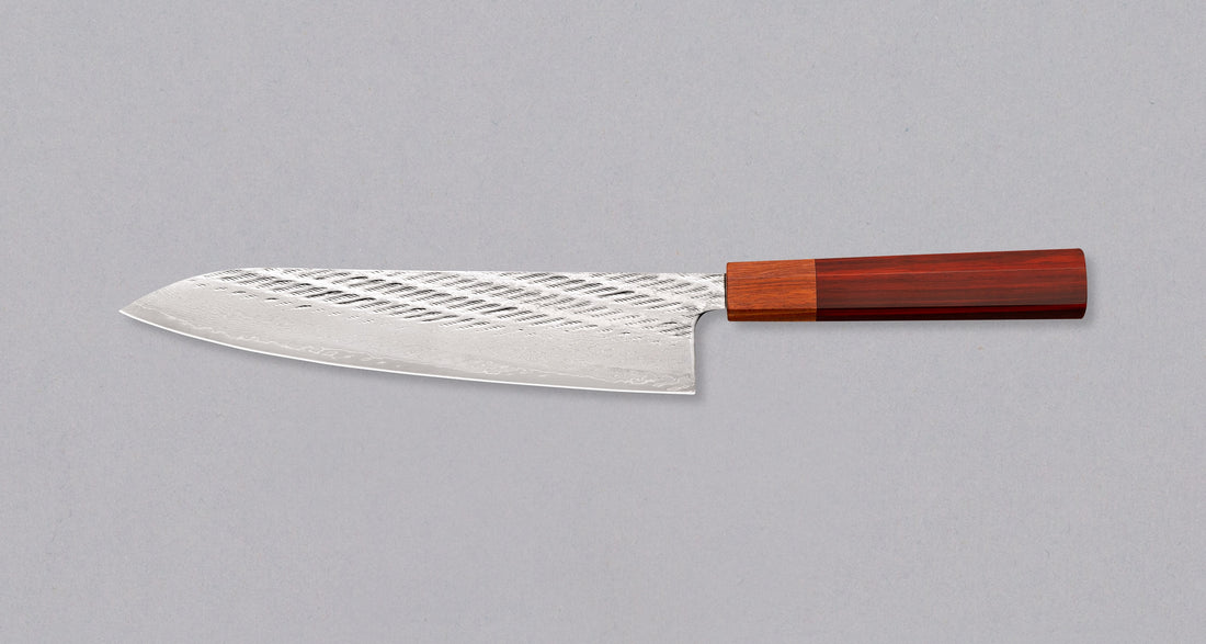 Hokiyama Gyuto Ginsanko Nawame Damascus 210 mm [Kaotan/Rosewood]