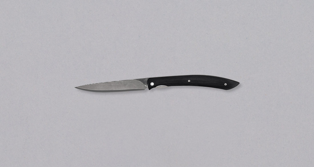 Saji sklopivi nož za odreske SG2 Damascus 100 mm [Black Micarta]