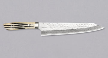 Saji Kiri-Gyuto SRS13 Damascus Tsuchime Stag Antler 240 mm