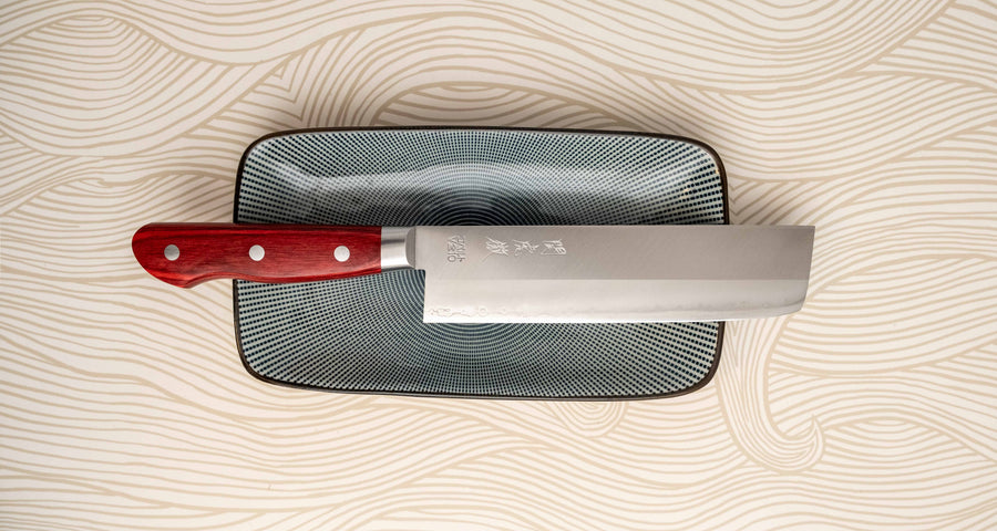 Seki Kotetsu Nakiri VG-10 Migaki 165 mm [red pakkawood]