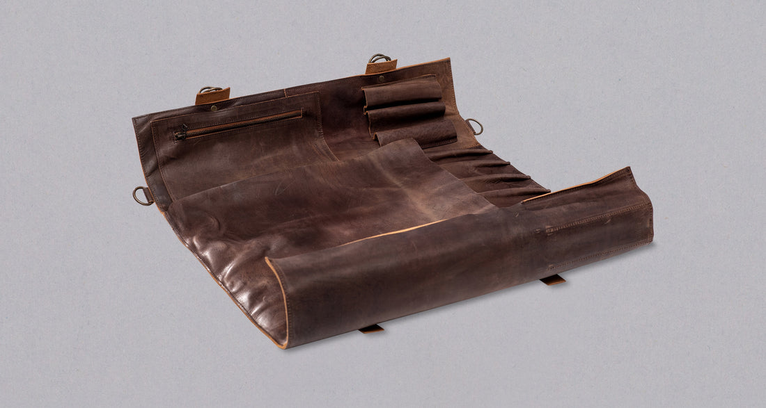 SharpEdge kožna torba za noževe - smeđa [10 džepova]