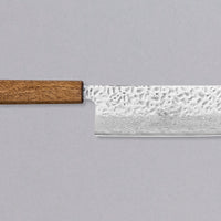 Tsunehisa Nakiri Damascus Tsuchime Oak 165mm (6.5") - čist japanski dizajn, jednostavno održavanje i pristupačna cijena, prijazna prema vašem novčaniku. Ovaj je nakiri dobro sklopljen posao.